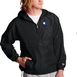 Champion Logo Packable Men's Stadium Black Jacket Large